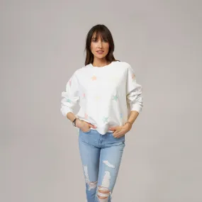 Jack Chic White Sweatshirt - Pastel Matte Stars