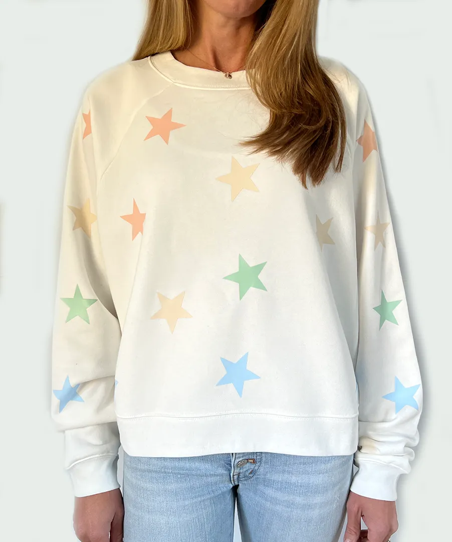 Jack Chic White Sweatshirt - Pastel Matte Stars