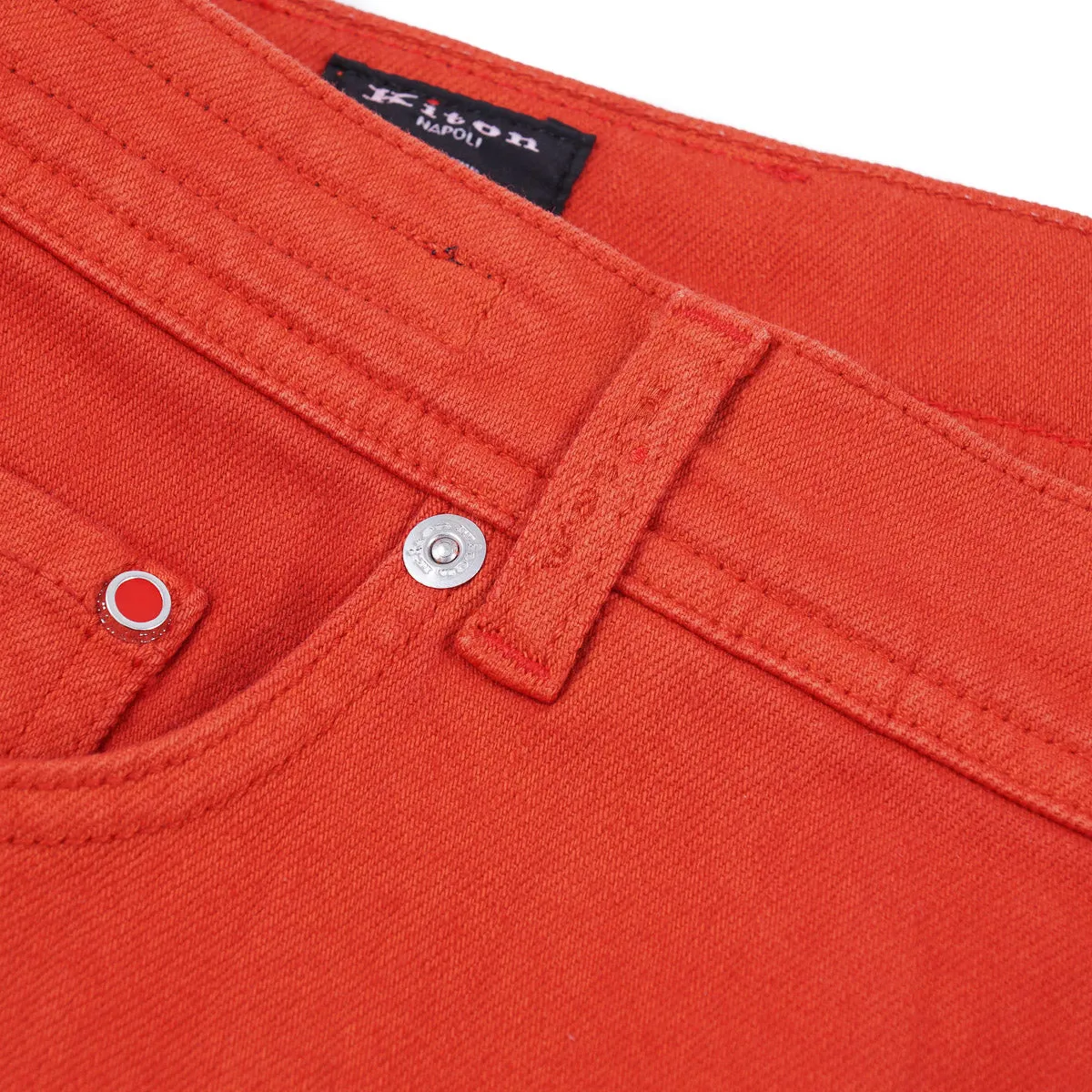 Kiton Red Stretch Denim Jeans