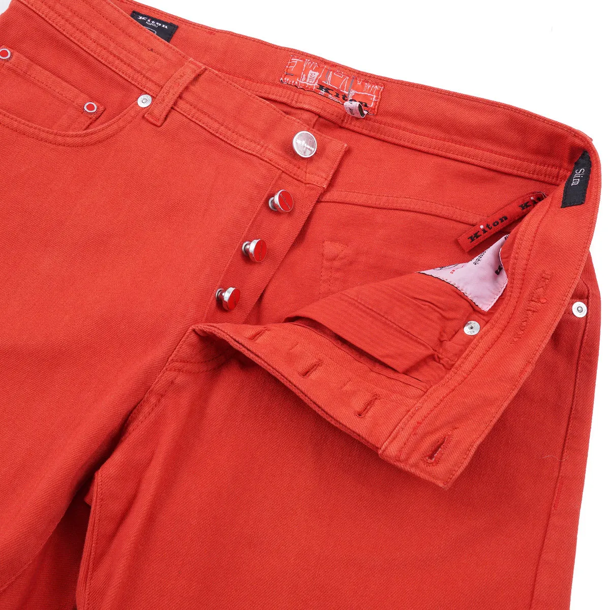 Kiton Red Stretch Denim Jeans