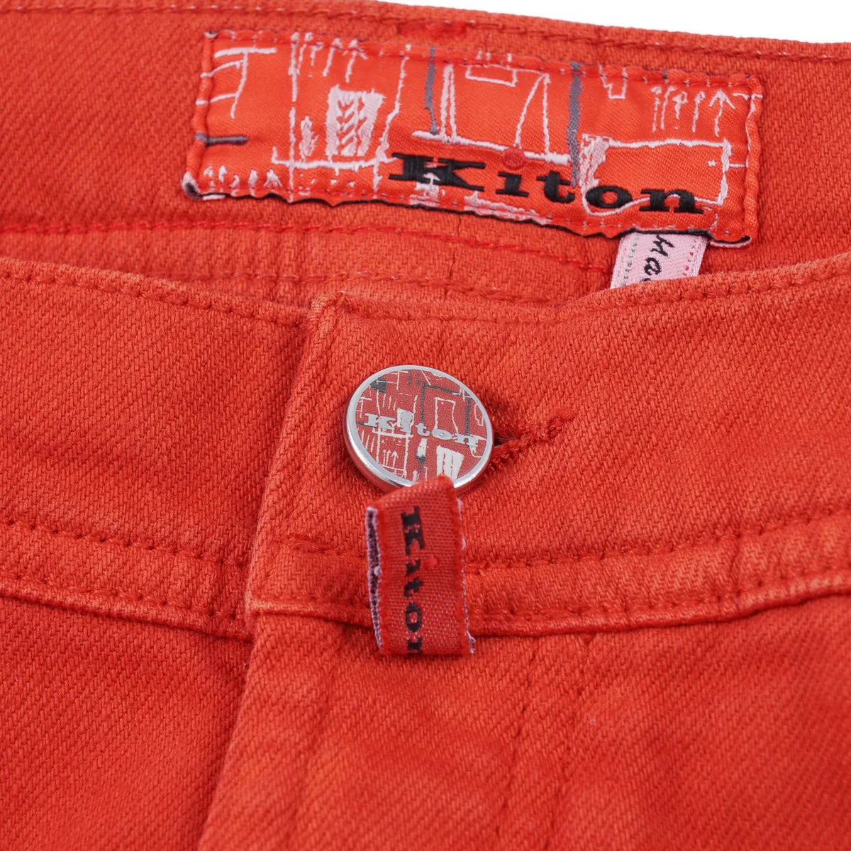 Kiton Red Stretch Denim Jeans