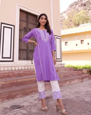 Lavender Cotton Summer Kurta Set