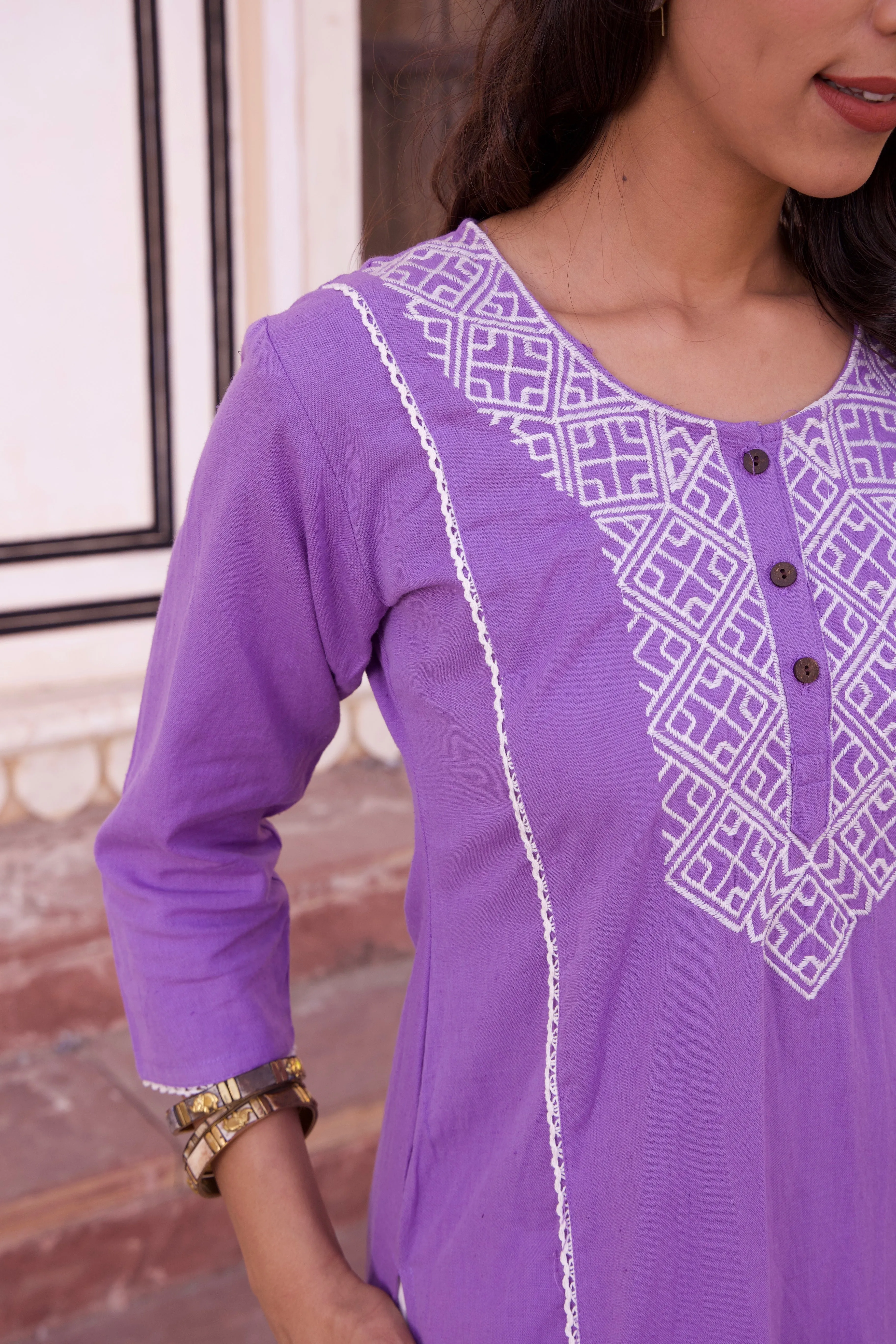 Lavender Cotton Summer Kurta Set