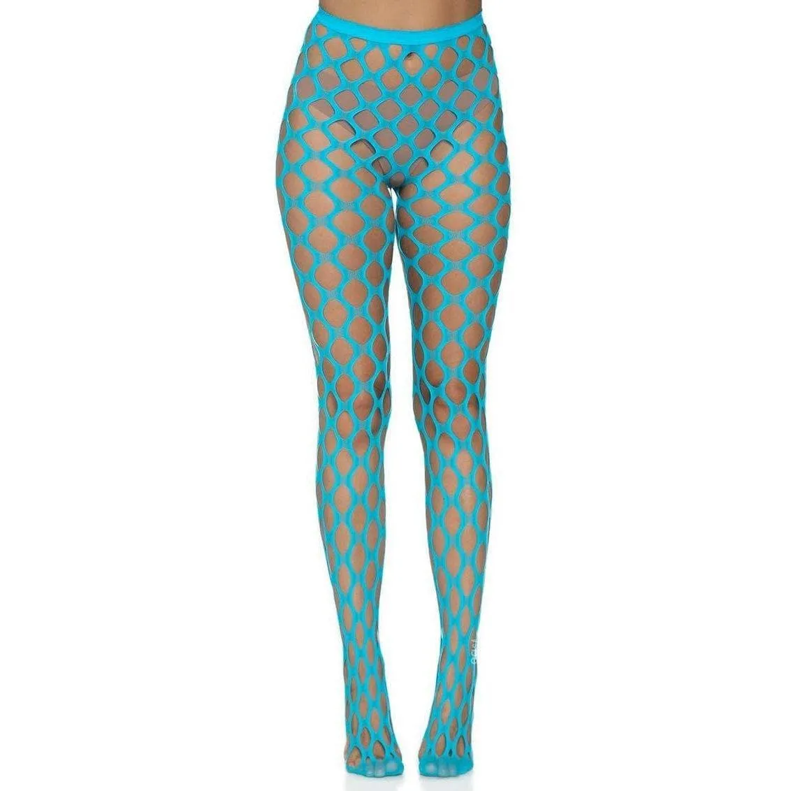 Leg Avenue Jumbo Pothole Net Tights Neon Blue