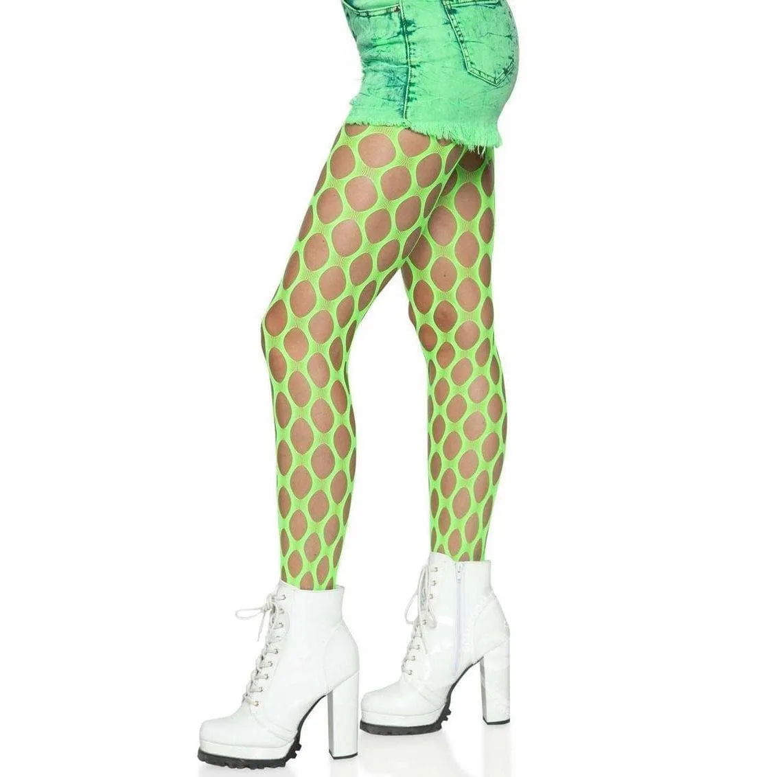 Leg Avenue Jumbo Pothole Net Tights Neon Green