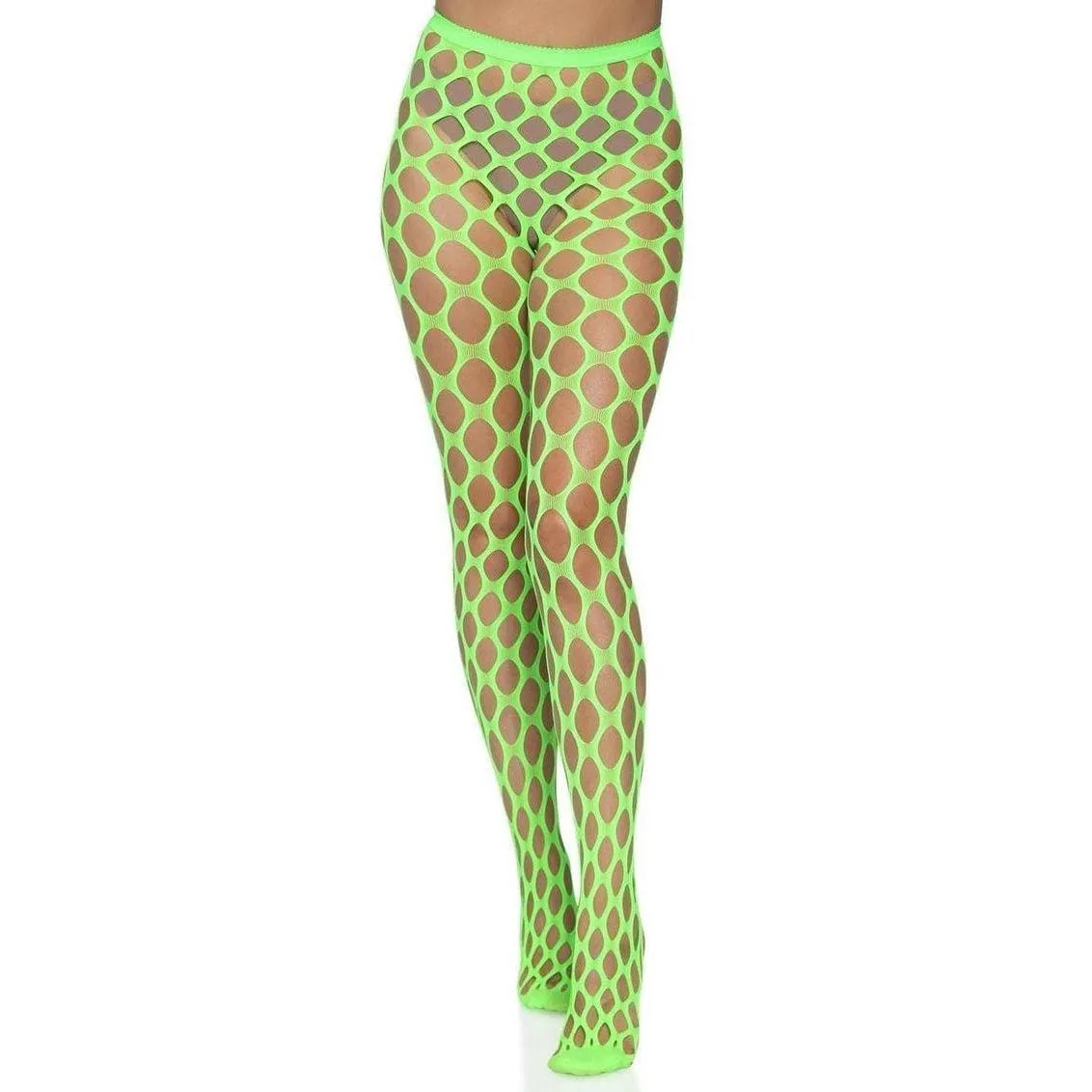 Leg Avenue Jumbo Pothole Net Tights Neon Green