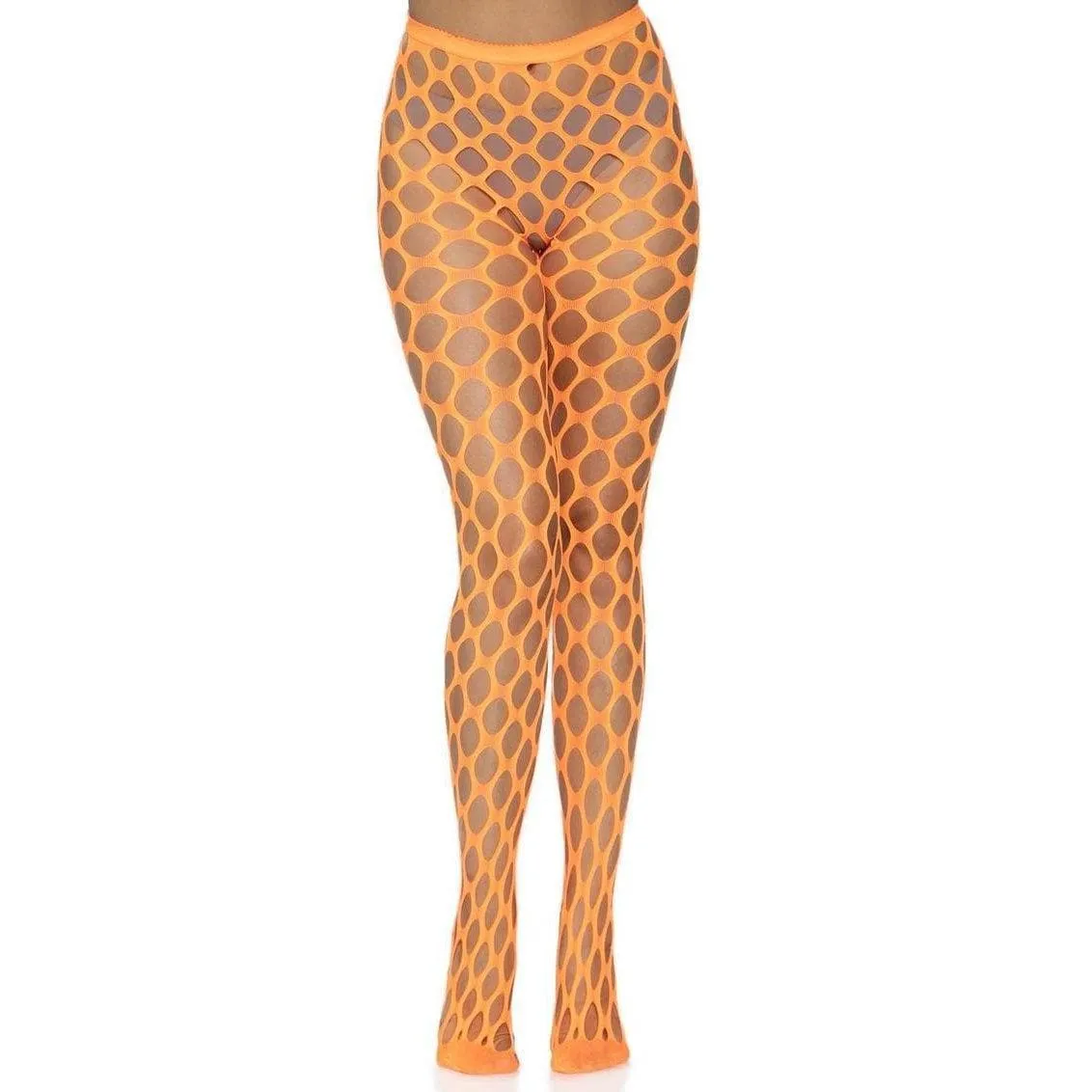 Leg Avenue Jumbo Pothole Net Tights Neon Orange