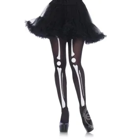 Leg Avenue Skeleton Print Bone Tights OS Black