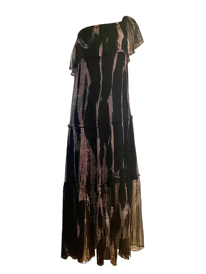 Lindsey Brown Mykonos Black and Rose Blush Maxi Dress