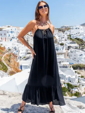 Lindsey Brown T Paris Black Belted Maxi Beach Dress