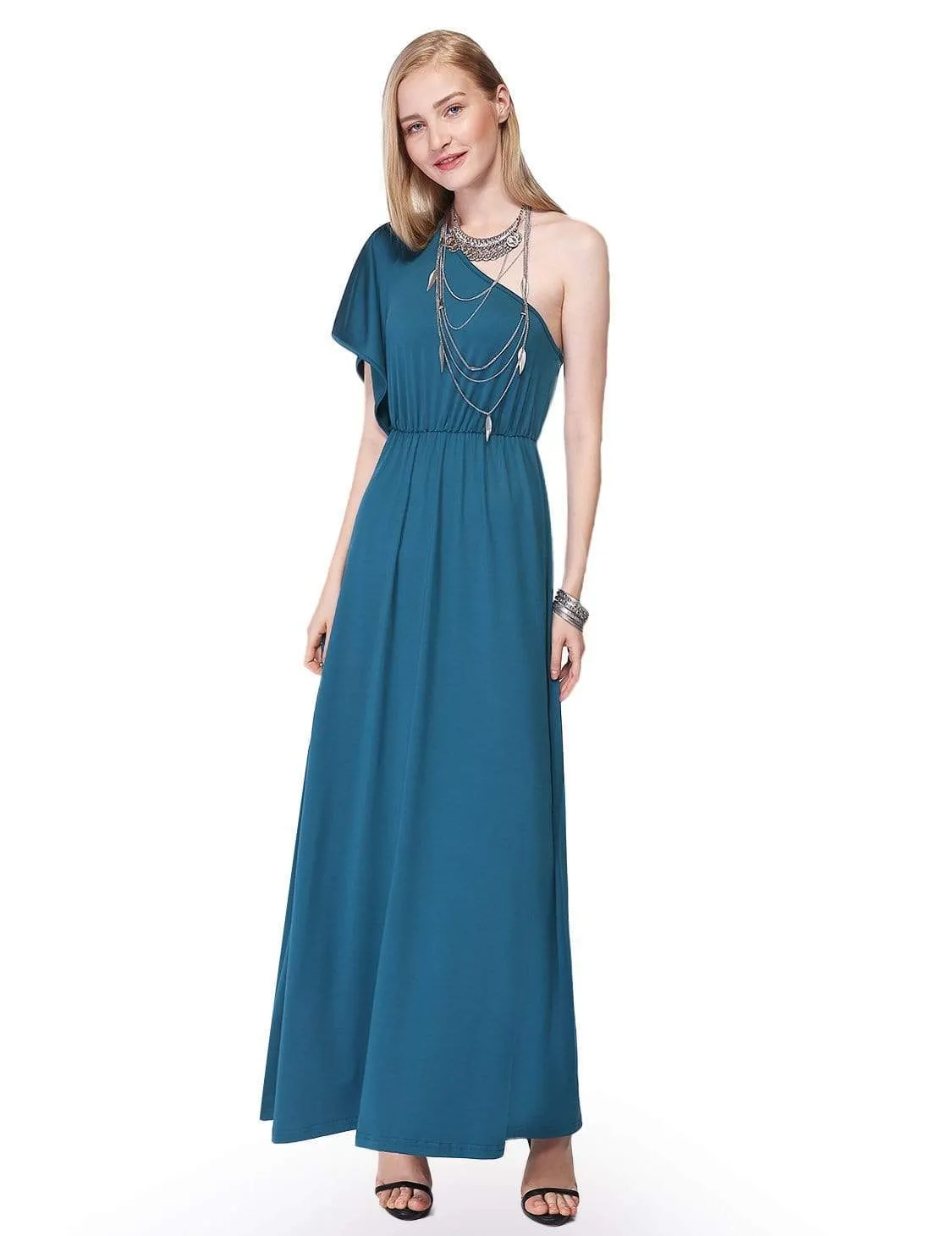 Long One Shoulder Evening Party Dress