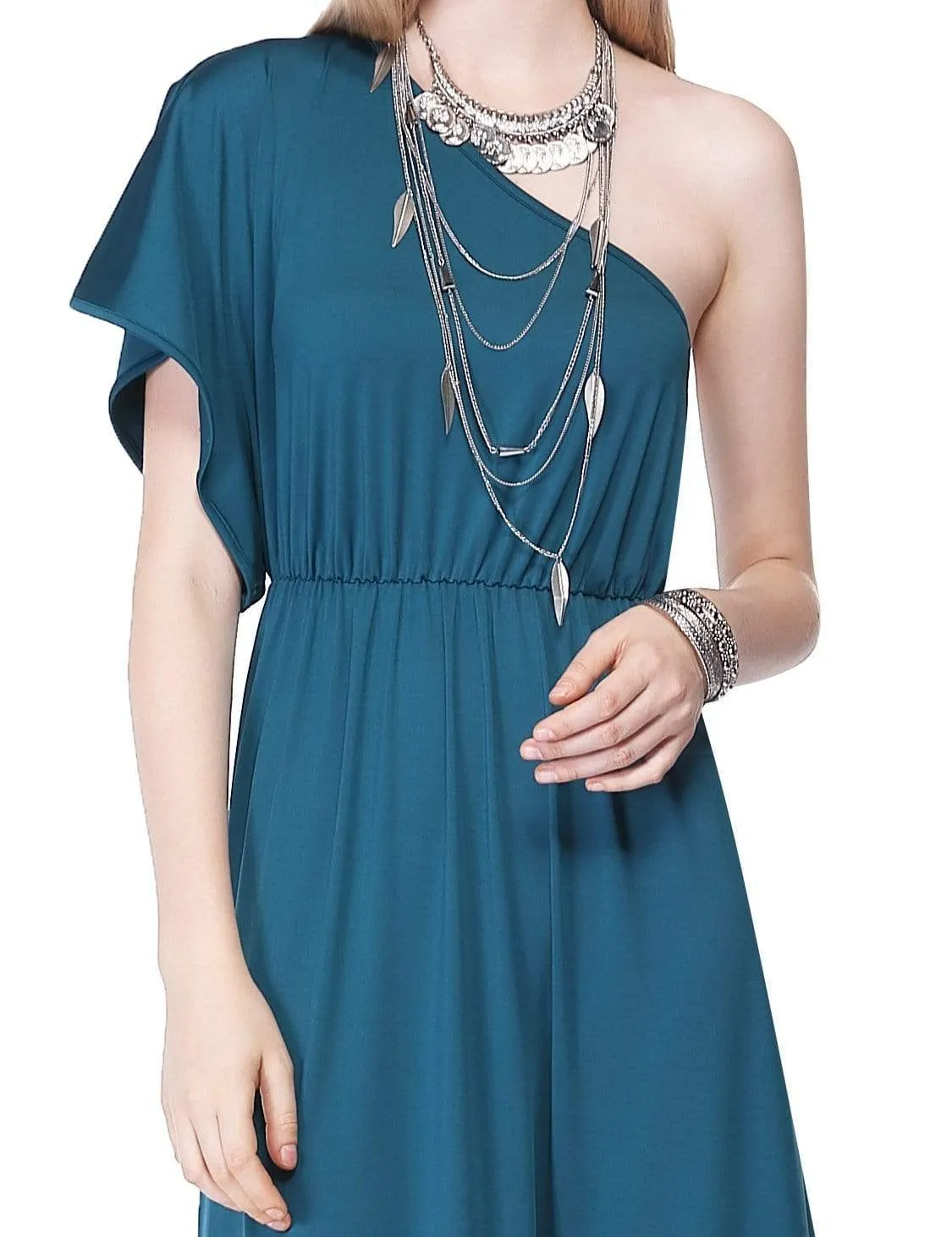 Long One Shoulder Evening Party Dress