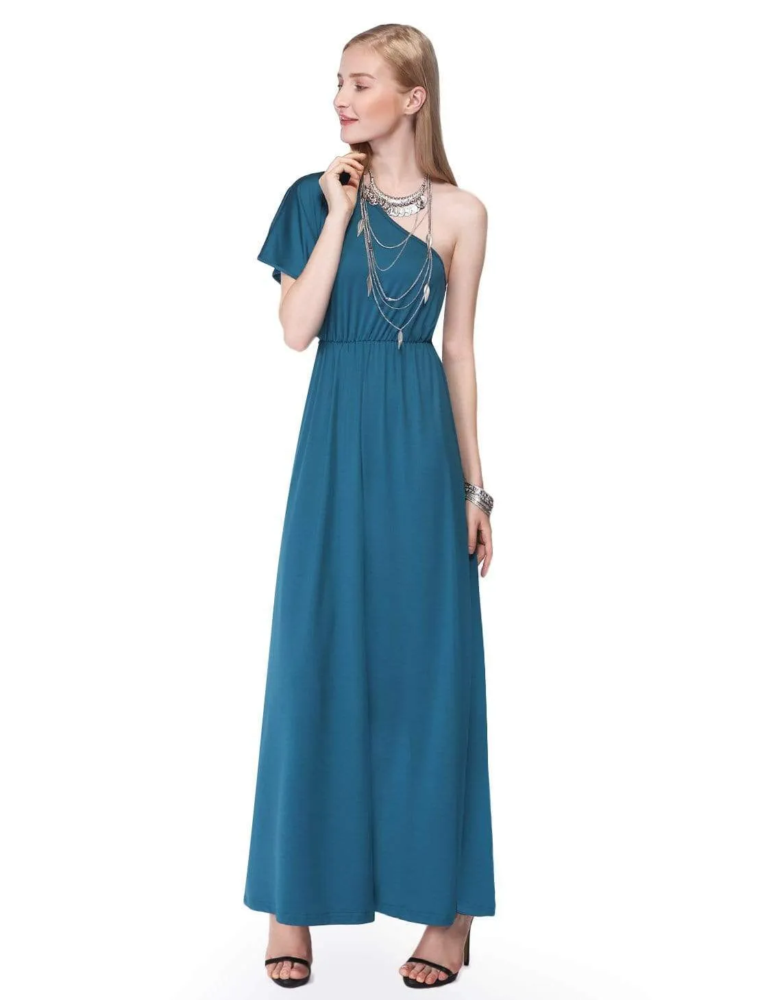 Long One Shoulder Evening Party Dress