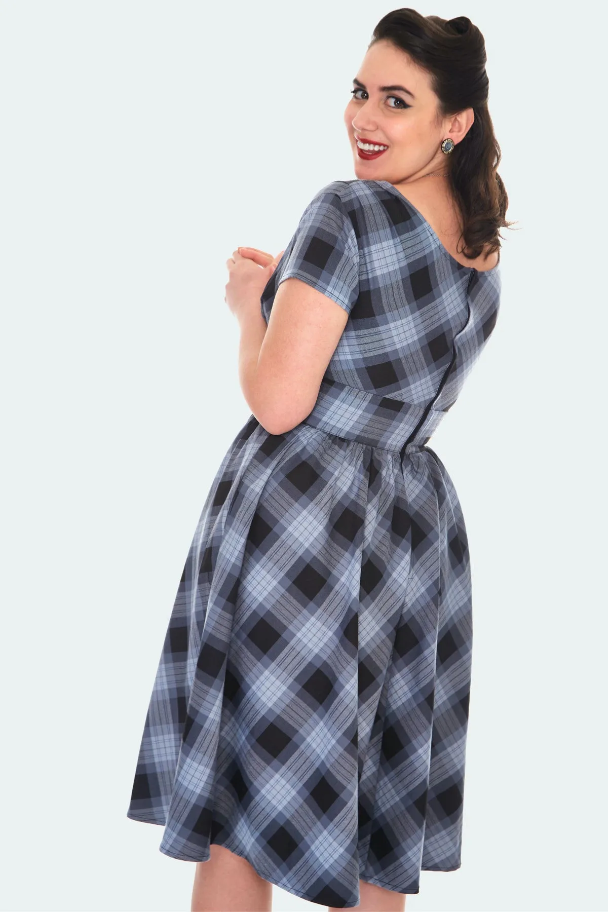 Marianne Plaid Flare Dress by Voodoo Vixen - Size M