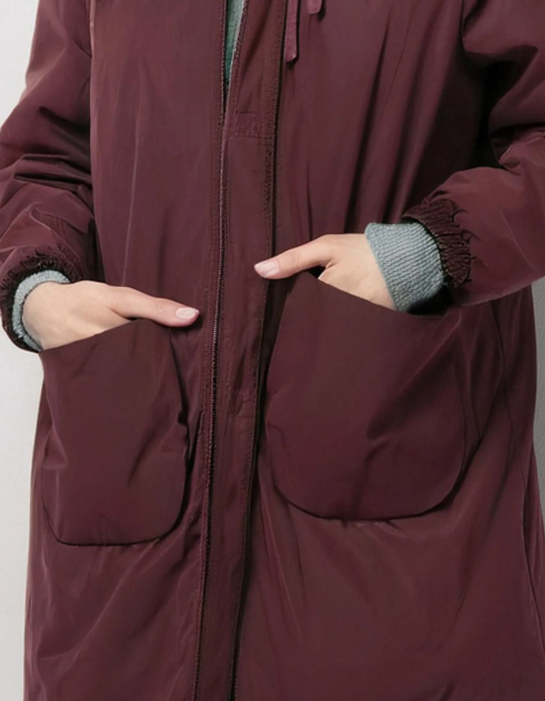 Maroon Insulated Parka with Fur-Lined Hood