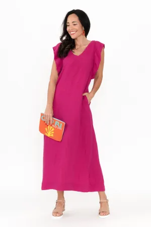 Matilda Hot Pink Pink Linen Dress