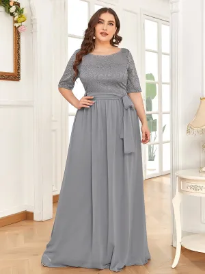 Maxi Long Lace Illusion Plus Size Mother Of the Bride Dresses