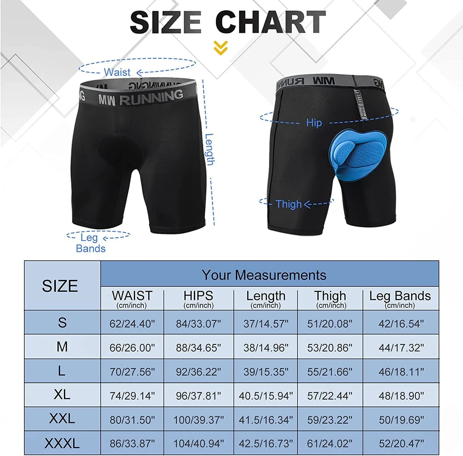 Men's Cycling Underwear, 3D Padded Bike Shorts, Quick Dry Breathable Mountain Bicycle Tights Leggings