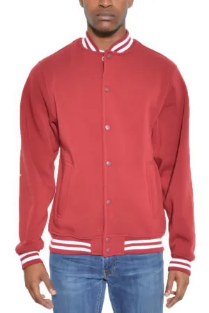 Mens Fleece Snap Button Varsity Jacket