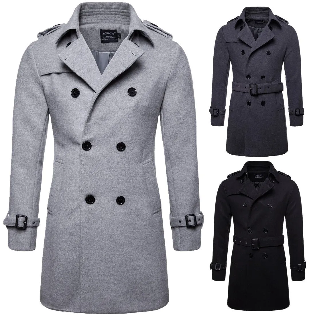 Men's Formal Business Fall Winter Casual Lapel Double Breasted Premium Cotton Coat Long Trench coat Jacket | 9280