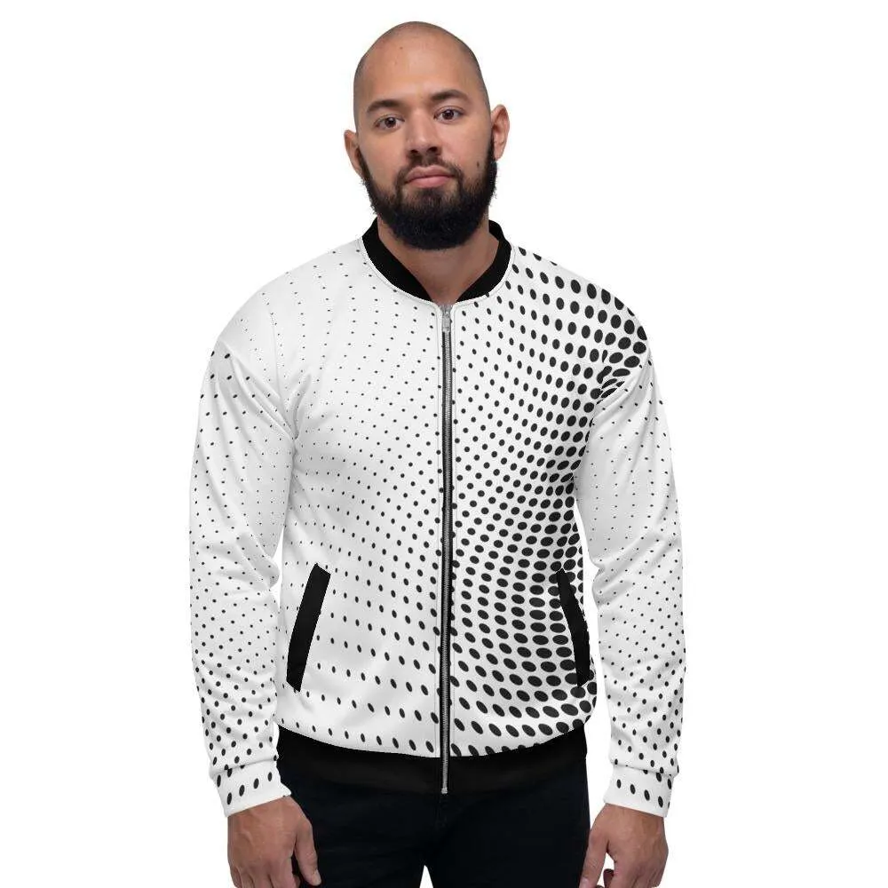 Mens Jacket - Polka Dot Edgy Bomber Jacket White/Black