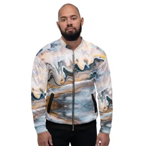 Mens Jacket - Retro Ocean Swirl Bomber Jacket Blue/Multicolor