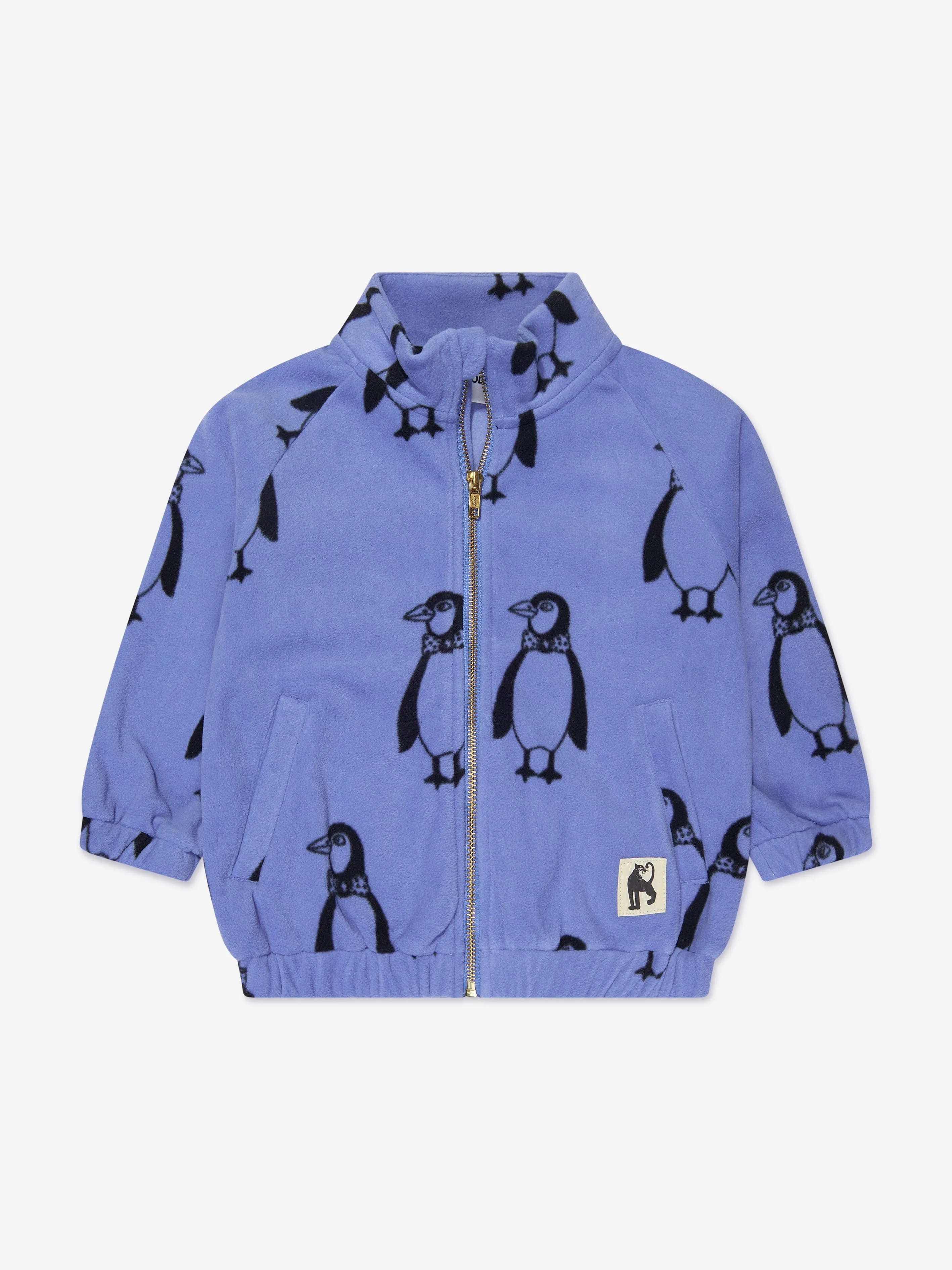 Mini Rodini Kids Penguin Fleece Jacket in Blue