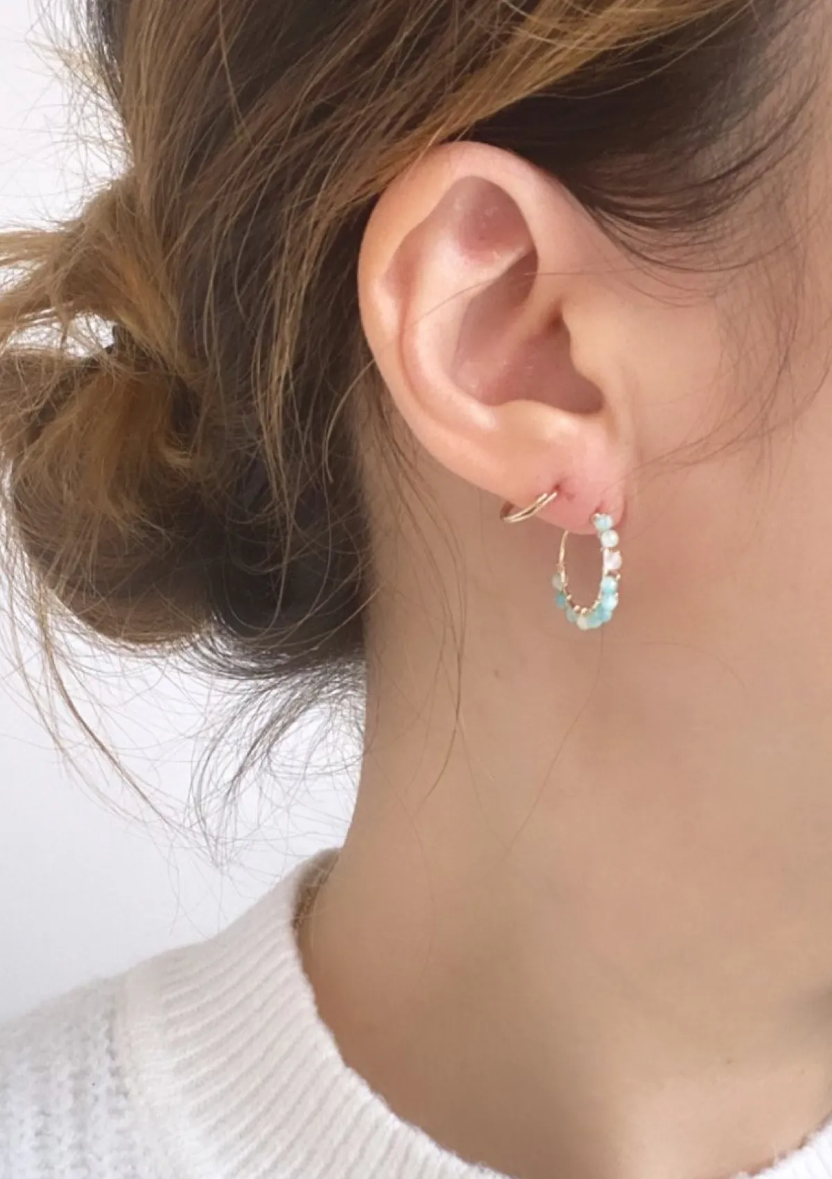 Multi Gem Hoop Earrings