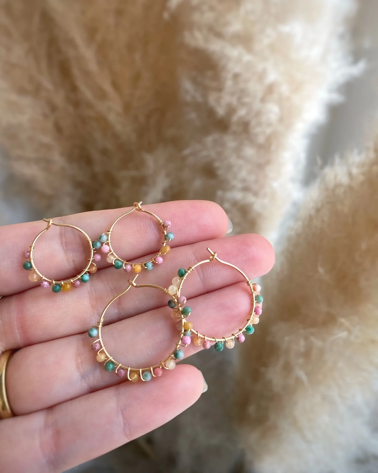 Multi Gem Hoop Earrings