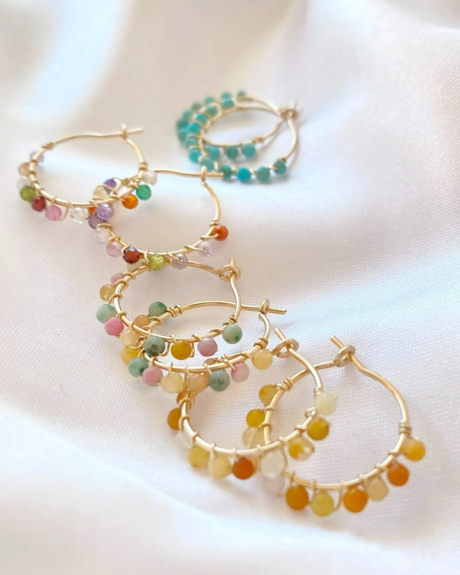 Multi Gem Hoop Earrings