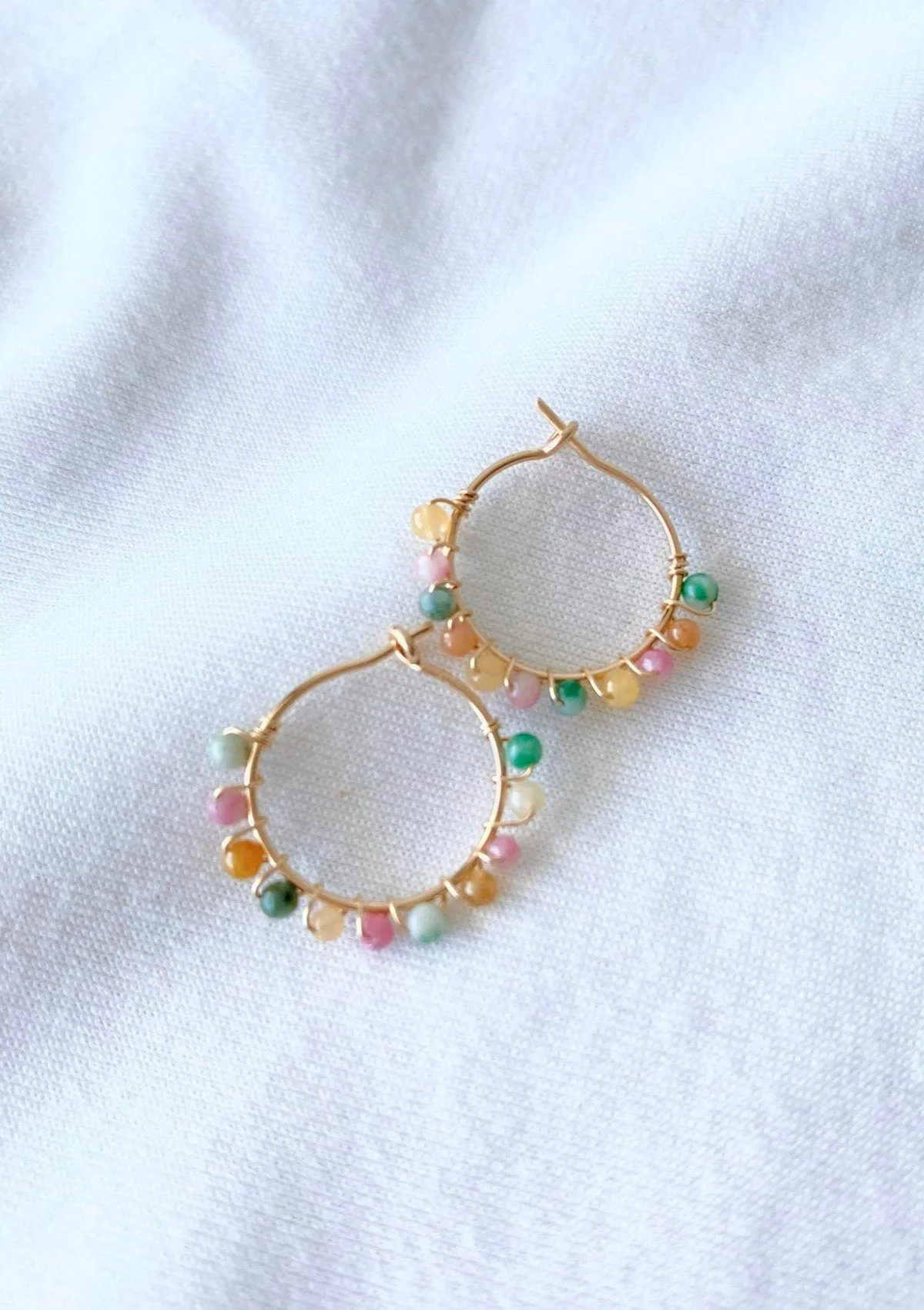 Multi Gem Hoop Earrings