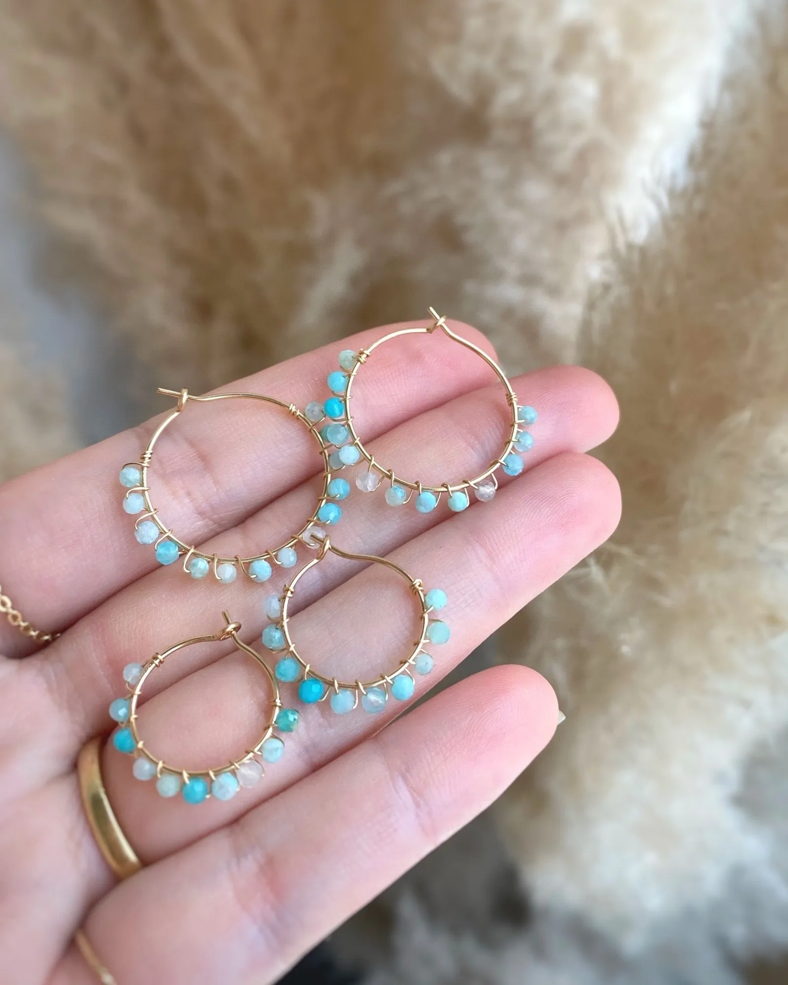 Multi Gem Hoop Earrings