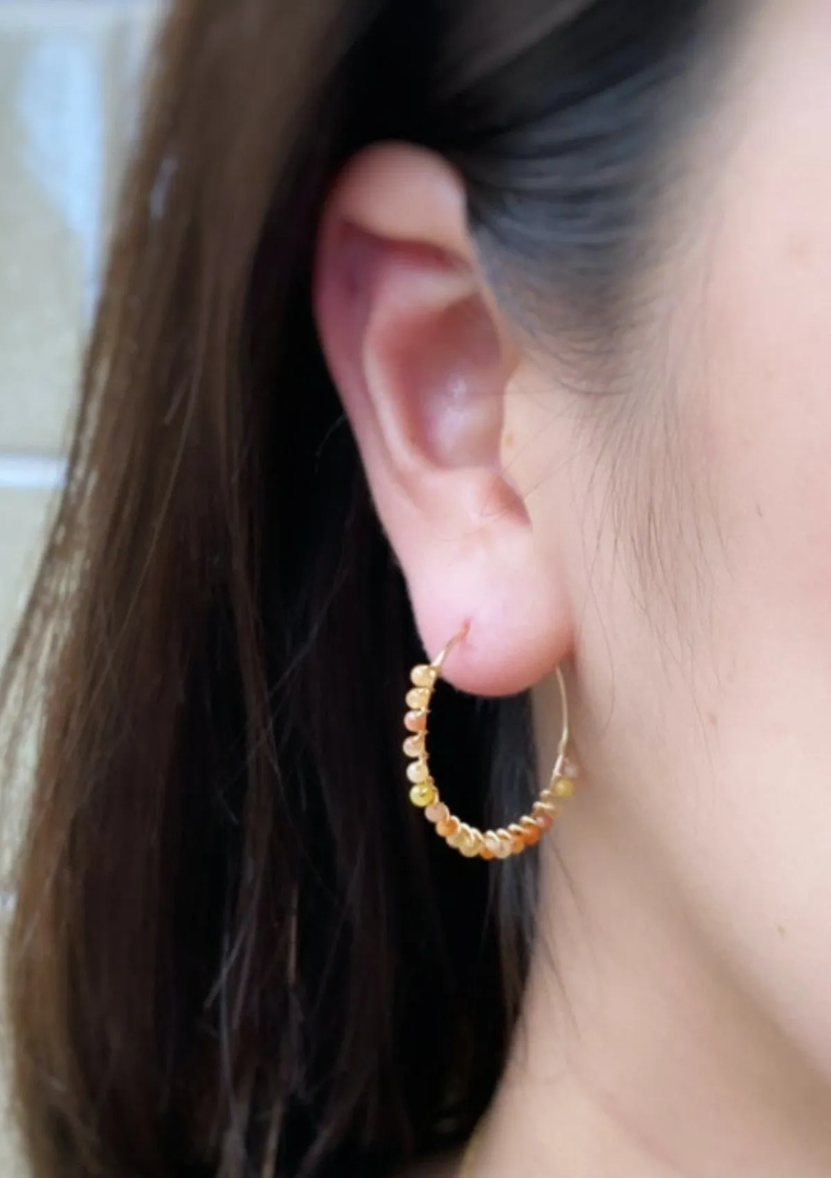 Multi Gem Hoop Earrings