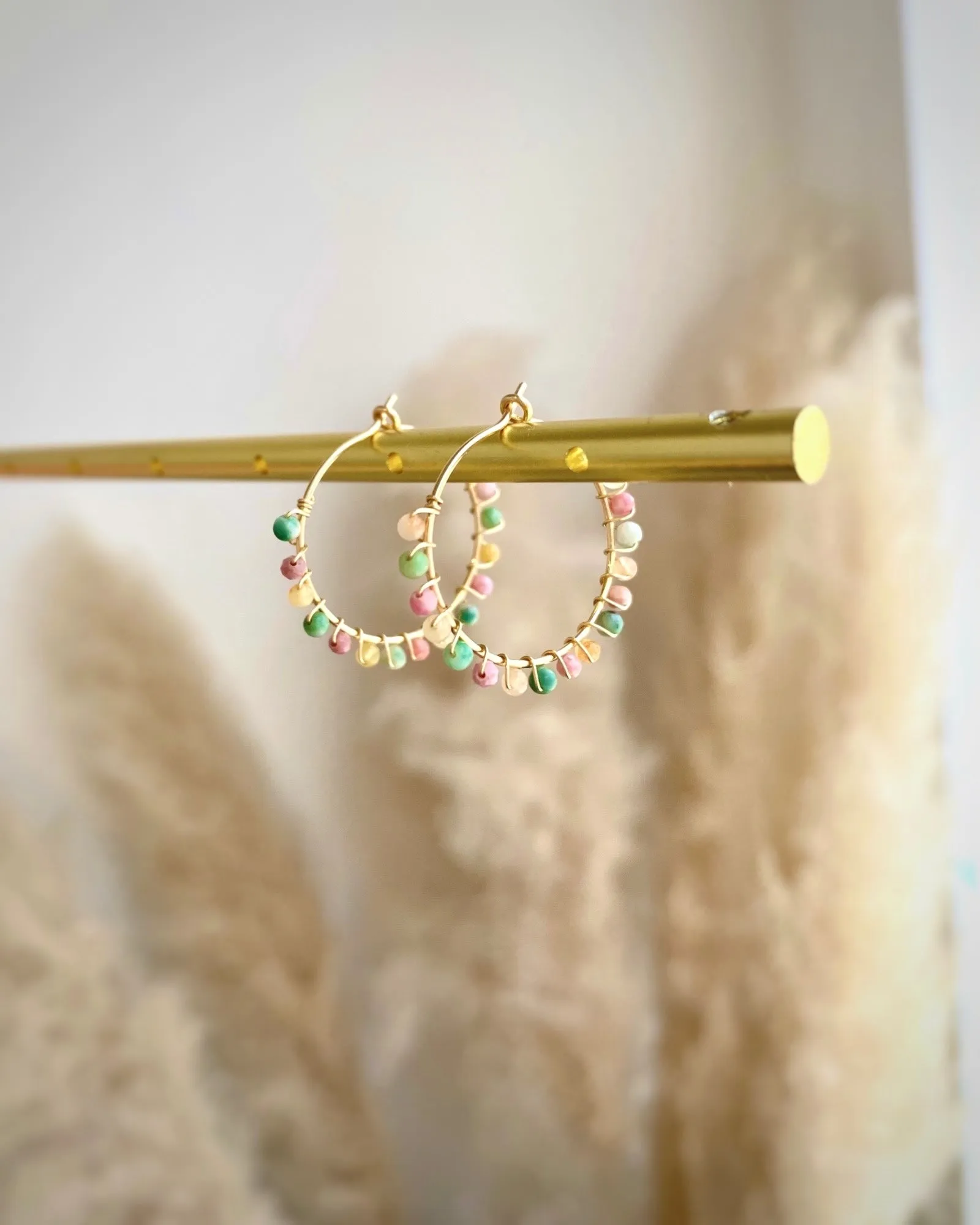 Multi Gem Hoop Earrings