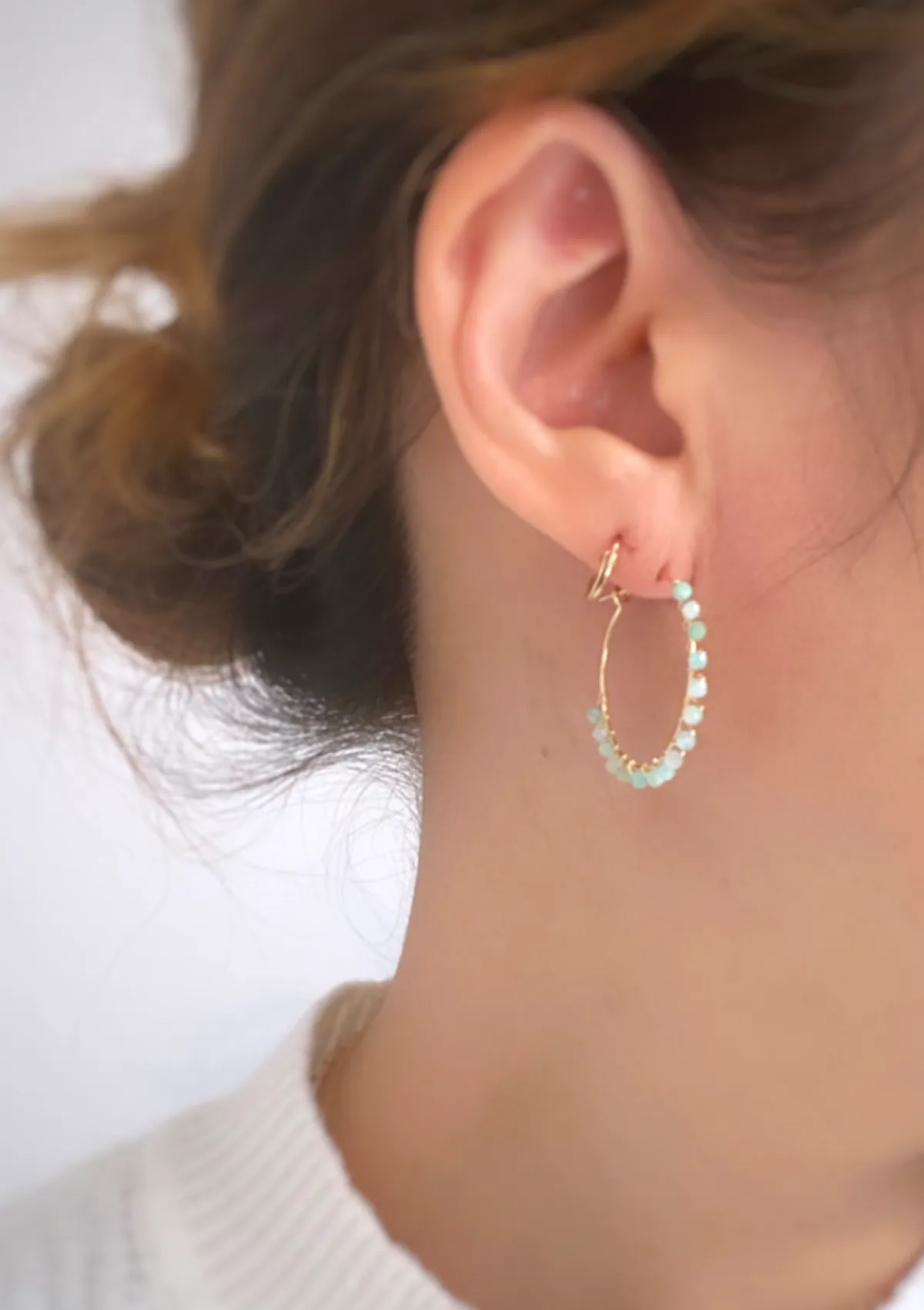 Multi Gem Hoop Earrings