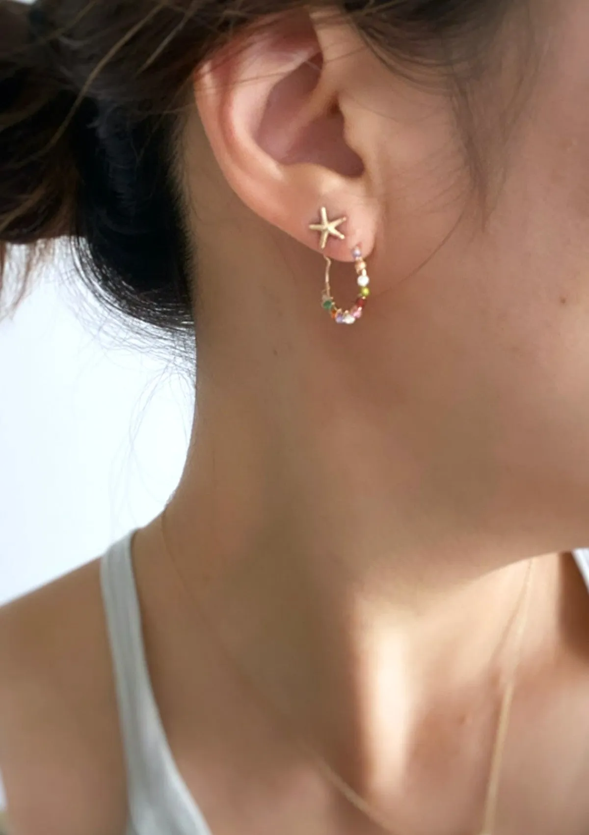 Multi Gem Hoop Earrings