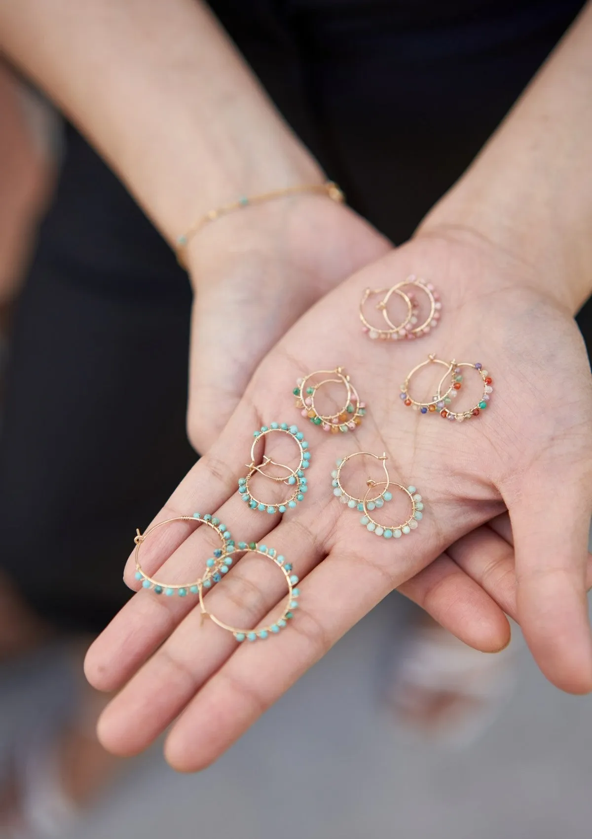 Multi Gem Hoop Earrings