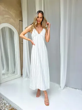 MYLK THE LABEL Matilda Tie Maxi Dress Monochrome Stripe