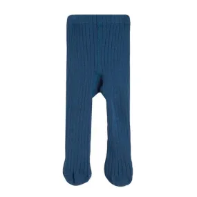 Navy Ribbed Cotton Tights