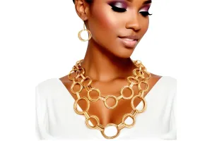 Necklace Gold Linked Rings Chain Set for Women