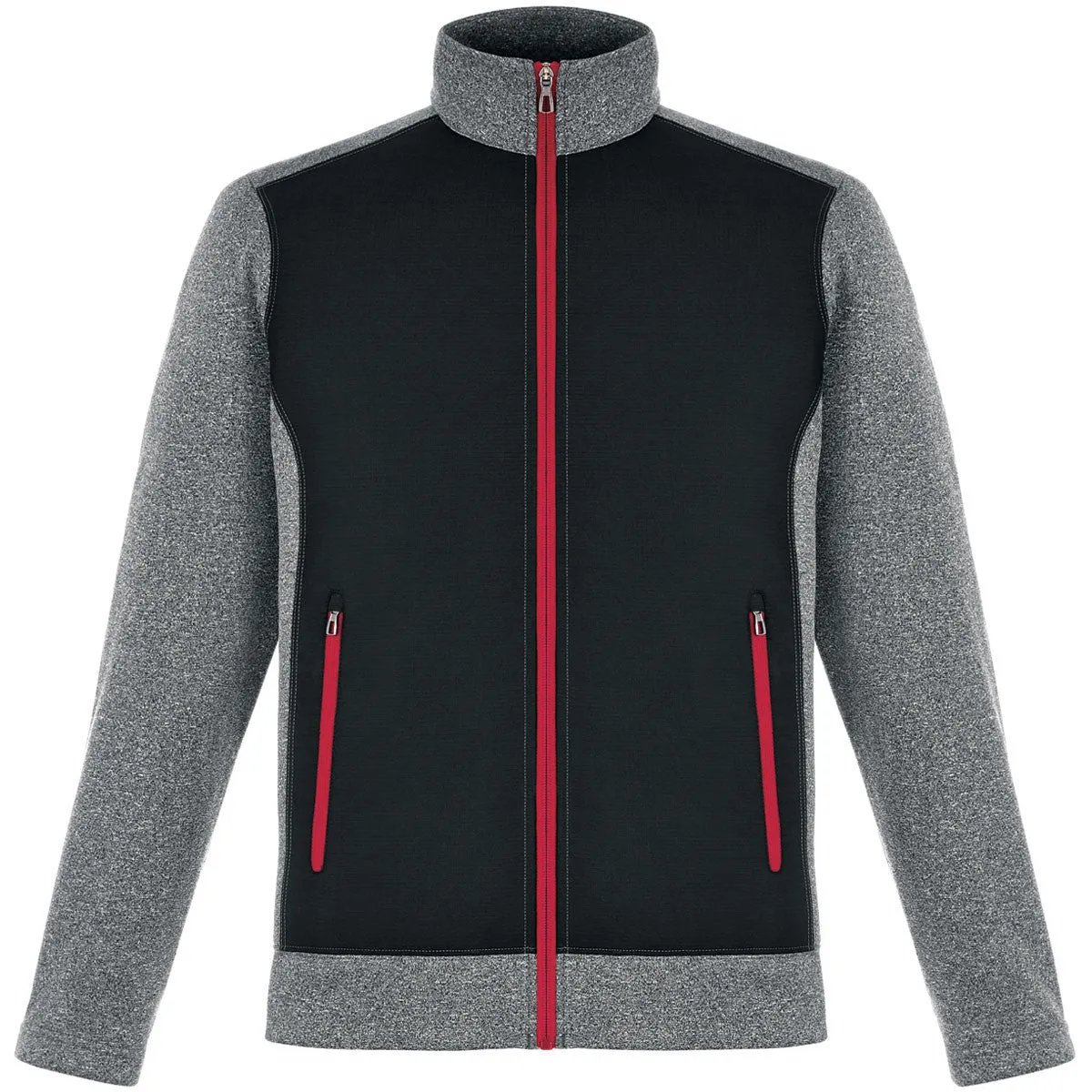 North End Men's Black/Classic Red Victory Hybrid Performance Fleece Jacket