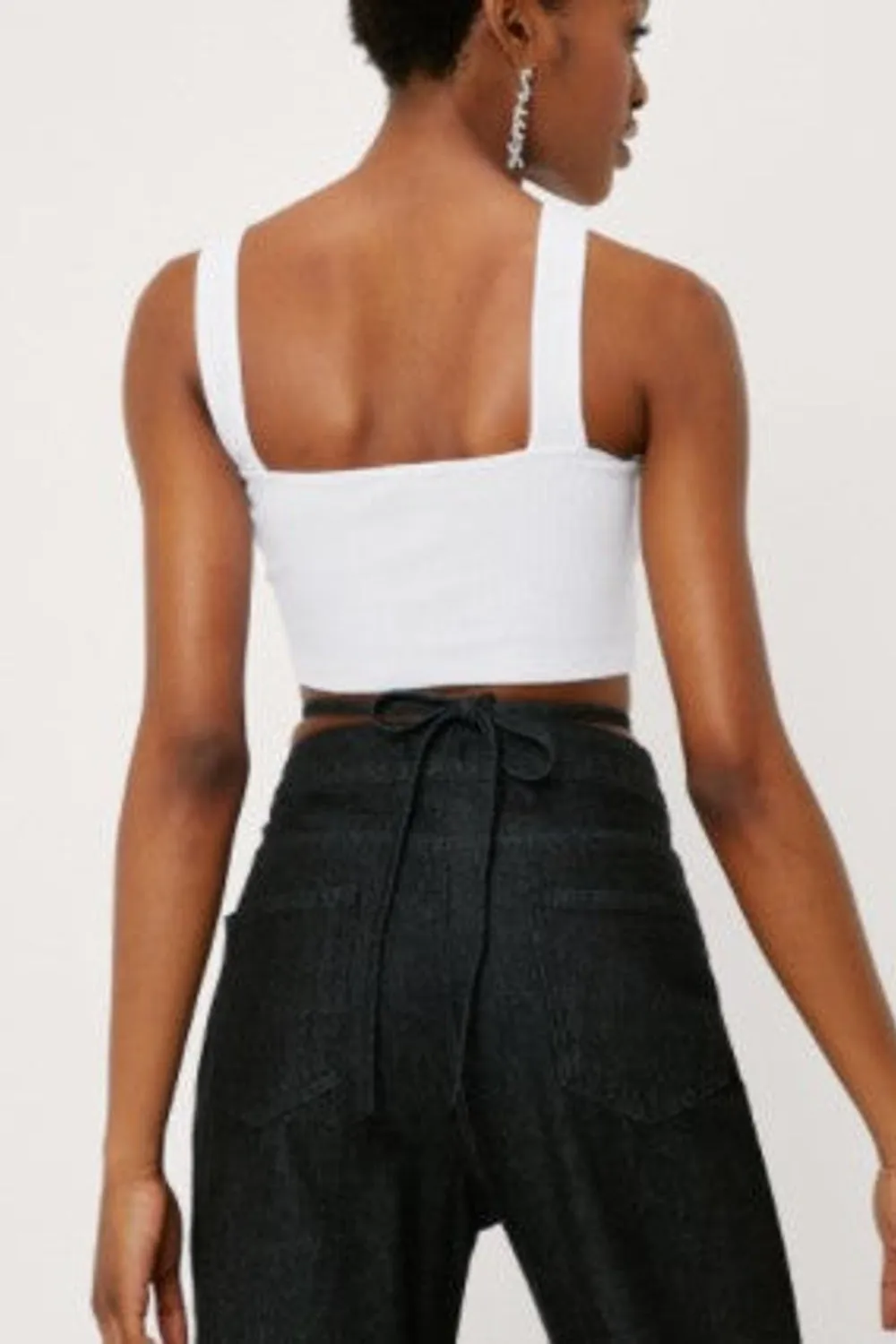 Notch Cut Out Square Neck Crop Top