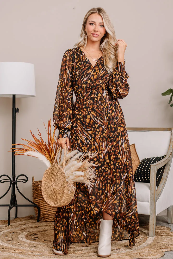 Off The Grid Print Chiffon Maxi Dress