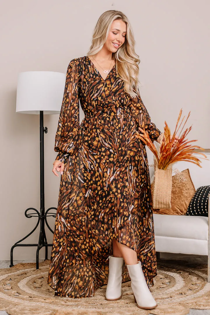 Off The Grid Print Chiffon Maxi Dress