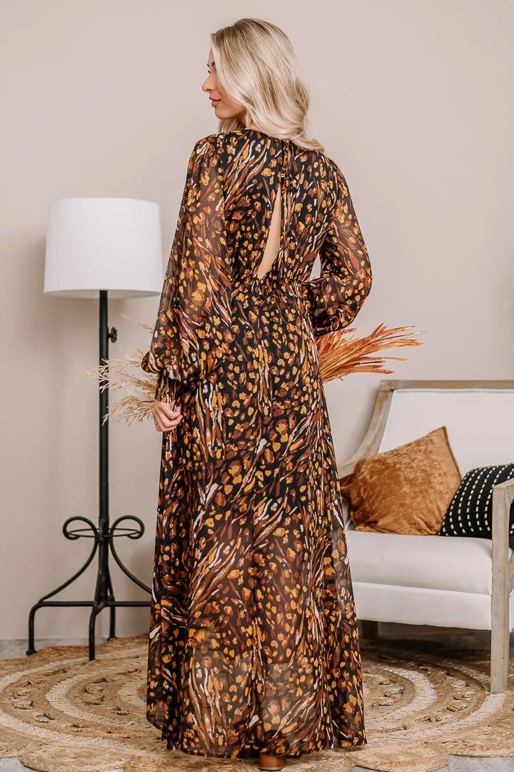 Off The Grid Print Chiffon Maxi Dress