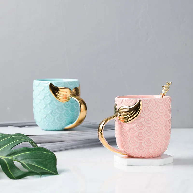 Pastel and Gold Mermaid Coffee Mug