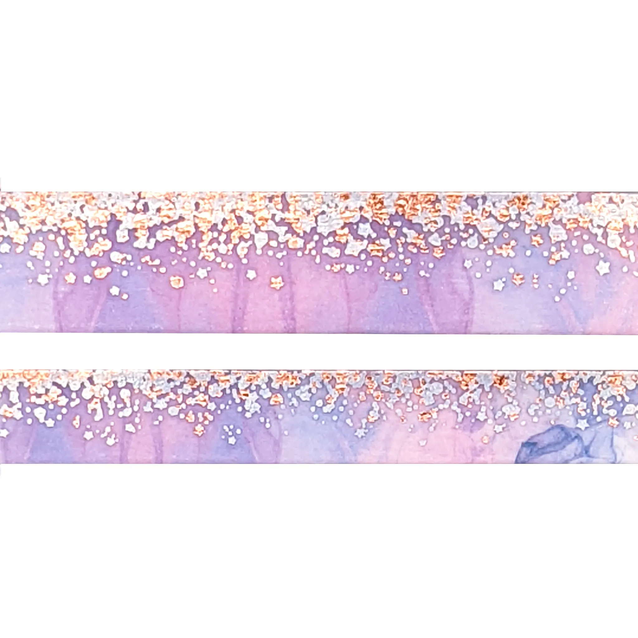 Pastel Ink Stardust washi set (15/10mm   silver holographic / rose pink foil)