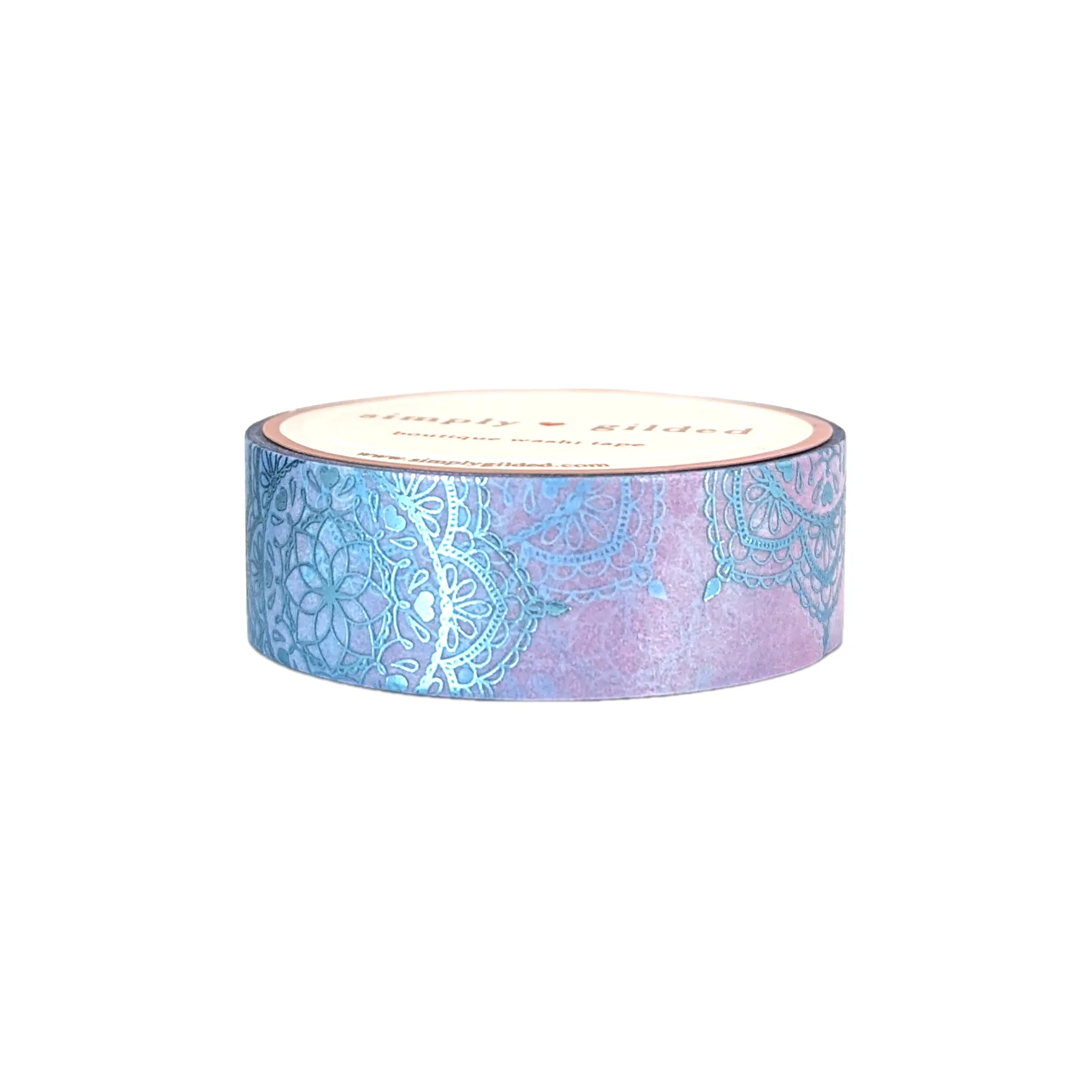 Pastel Mermaid Mandala washi (15mm   teal foil)