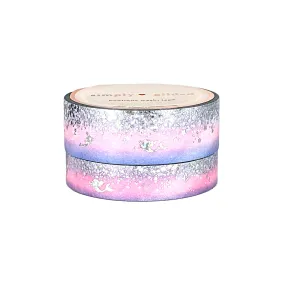 Pastel Mermaid Stardust washi set (15/10mm   silver / silver holographic bubble foil)