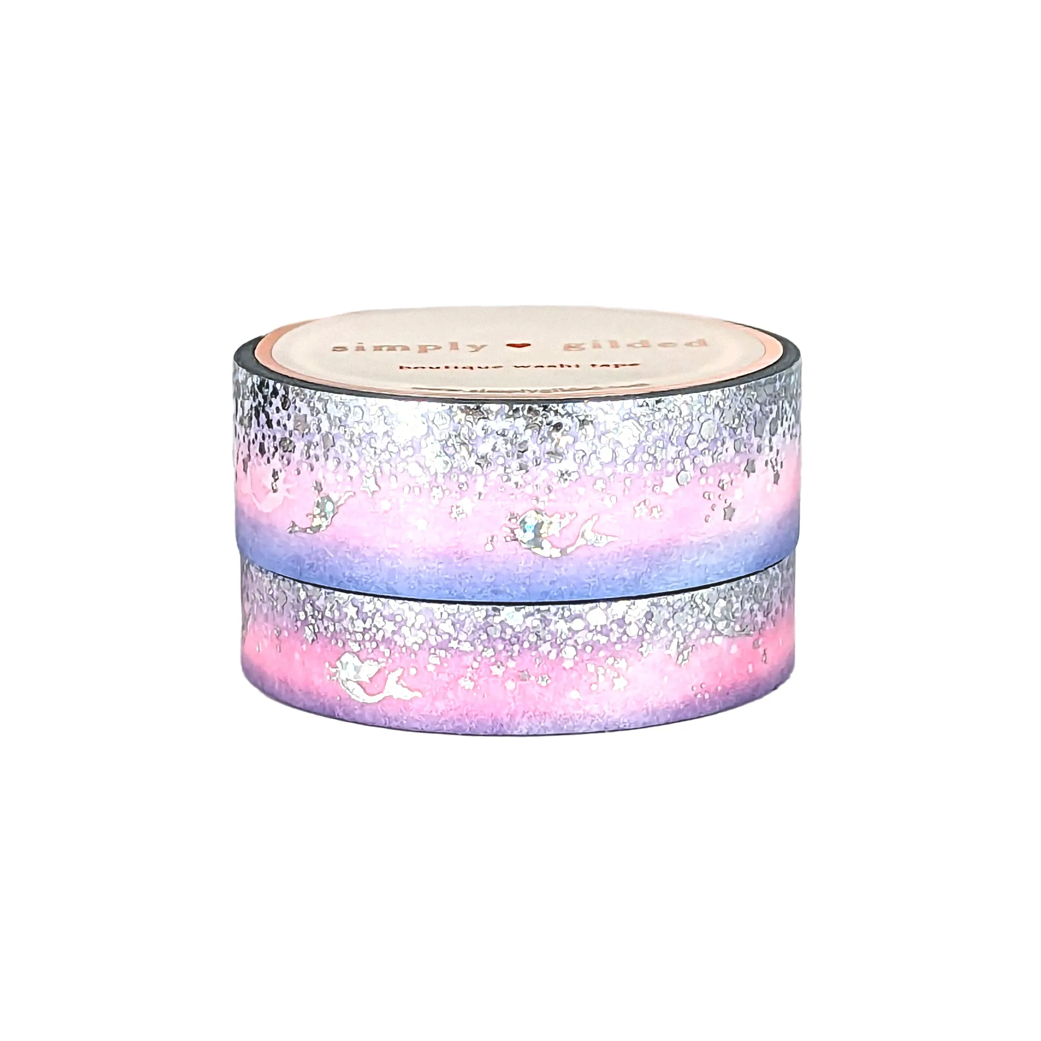 Pastel Mermaid Stardust washi set (15/10mm   silver / silver holographic bubble foil)